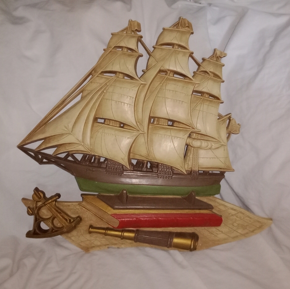 Vintage Sailboat Skipper Schooner Boat Ship Nautical Wall Decor - Picture 1 of 10